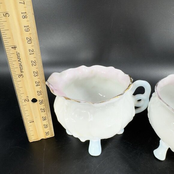 Antique Porcelain Sugar And Creamer Set 2 German Kitchenware Open Sugar Decor - Picture 8 of 16
